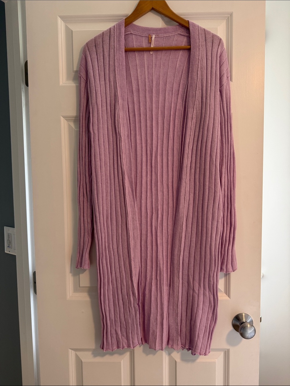Free People Lavender Ribbed Open-Front Cardigan